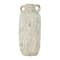 15.5" Cream Magnesium Oxide Antique Textured Amphora Decorative Vase with 2 Small Handles